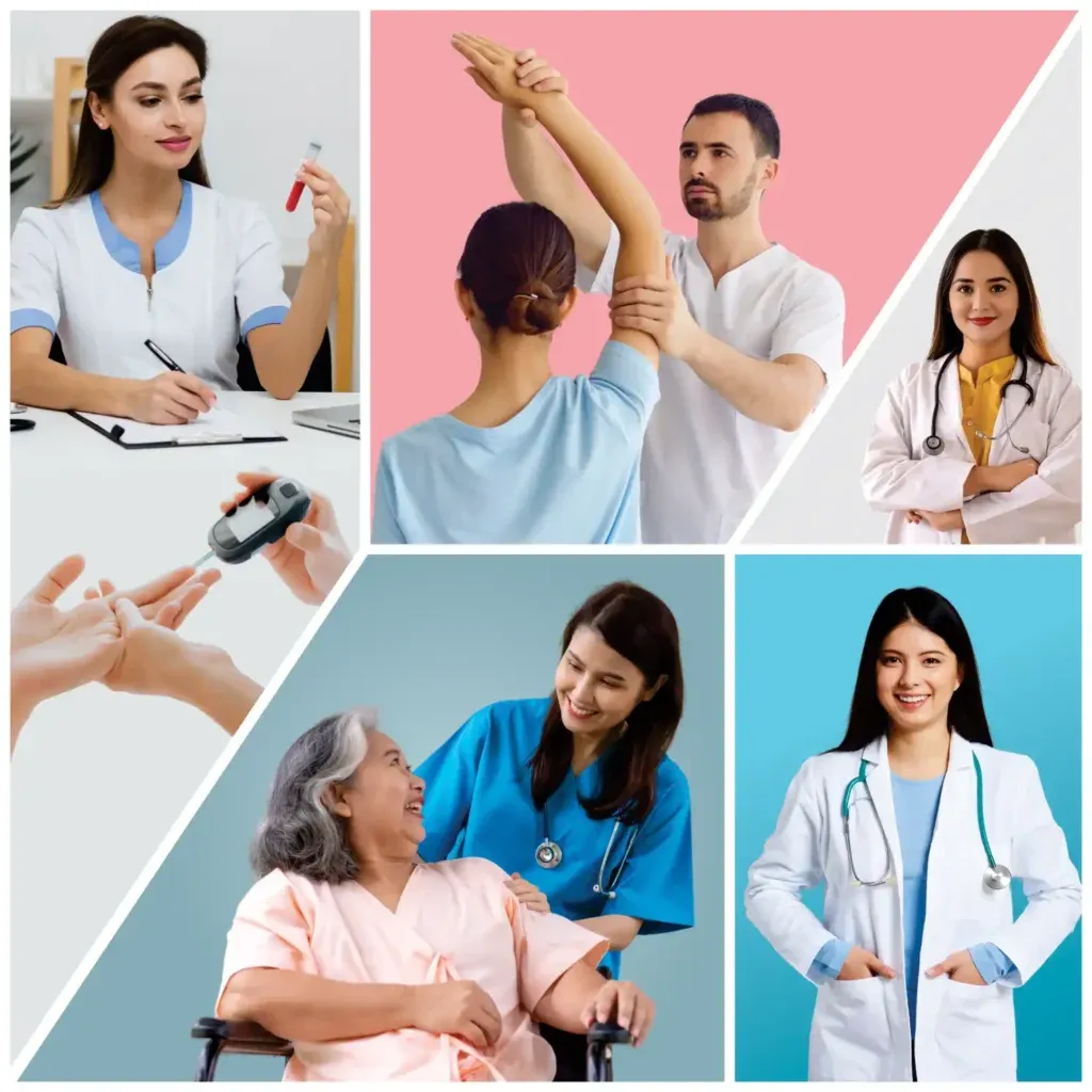 Meditya doctors, nurses and physiotherapists caring for patients at home